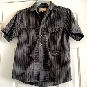 Boys XL black and grey striped shirt